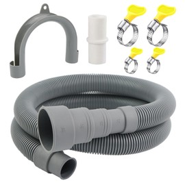 3.2 FT Universal Washing Machine Drain Hose, Drain Hose Extension Kit for Washer, Dishwasher, Dryers, Dehumidifier with 4 Hose Clamps, 1 U-Holder, 1 Adapter, Fit for 0.79-1.5 inch Drain Outlet