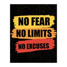 No Fear, No Limits - Motivational Wall Decor, This Exercise & Fitness Wall Art Is A Perfect Aesthetic Print For Home Decor, Office Decor, Weight Room Decor, Locker Room Decor, Unframed - 8 x 10