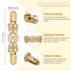 Frutain 4 Pcs Waist Cincher & Shirt Clip Retro Dress Cinch Clips for Shawl,Cardigan,Sweater,Clothes & Pant Tightener Clip