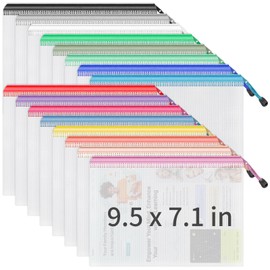 Umriox 16 Pack A5 Zipper Pouch, Mesh Bags with Zipper, Pencil Pouches, Zipper Bags for Puzzles, Office and Travel Supplies