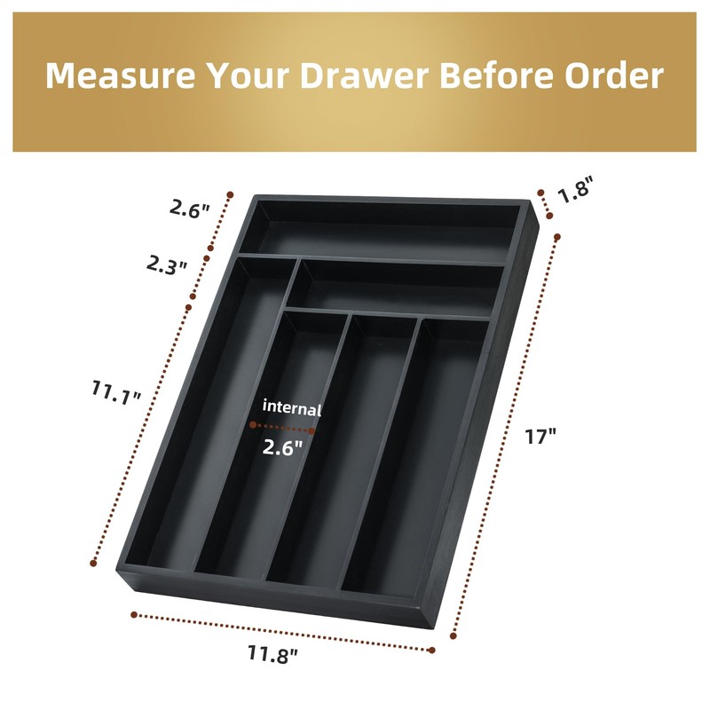 Besilord Silverware Organizer Kitchen Drawer Organizer Utensil Organizer Bamboo Silverware