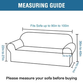 H.VERSAILTEX Stretch Couch Covers for Sofa 1 Piece Slipcovers for Couches and Sofas 3 Seater Couch Cover Feature Thick Checked Jacquard Fabric with Elastic Bottom(Large Sofa 90"-100" Wide, Natural)