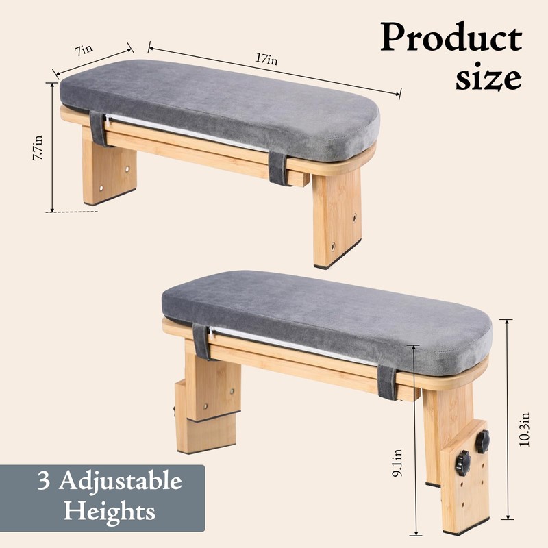COZFUR Adjustable Height Meditation Bench with Velvet Cushion