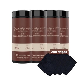 Swanky Leather Wipes - Leather Cleaner and Conditioner for Purses, Shoes, Furniture Polish & Car Seats, Prevents Fading & Cracking, Restores Softness & Shine - Canister, 200 Count