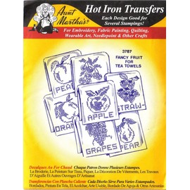 Fancy Fruit for Tea Towels Aunt Martha's Hot Iron Embroidery Transfers