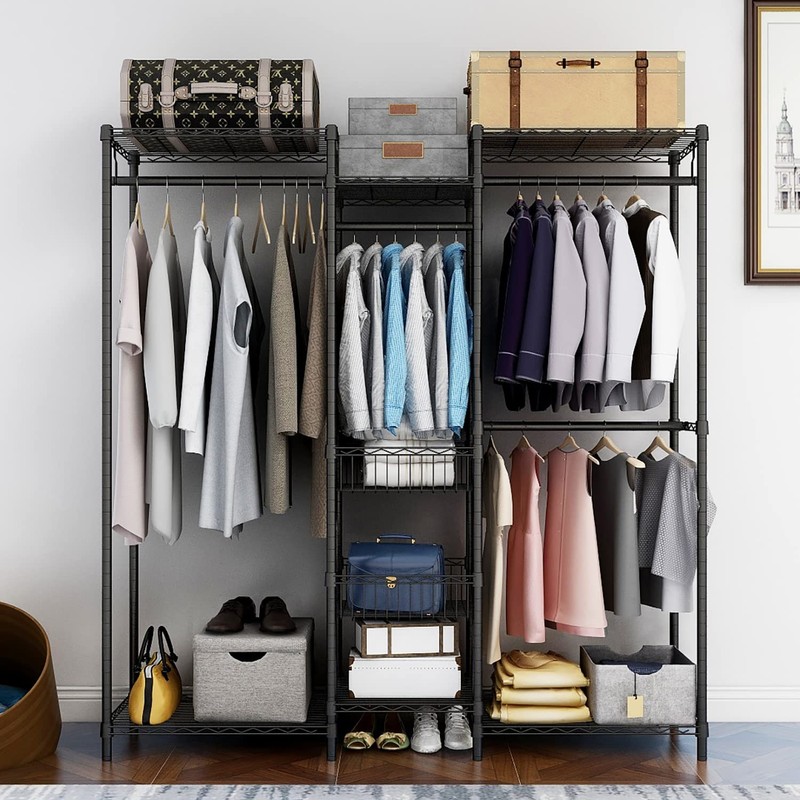 Xiofio 6 Tiers Heavy Duty Clothes Rack with Hanging Rods,Metal