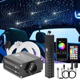 CHINLY Meteor Twinkle 550pcs 9.8ft 0.03in Fiber Optic Lights Star Headliner Kit, Bluetooth APP Controlled Remote, RGBW Star Lights for Ceiling/Headliner/Theater