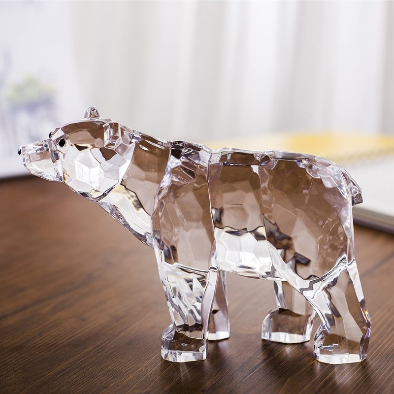 DANRECIN Acrylic Bear Figurine Cute Animal Home Decor Not Crystal