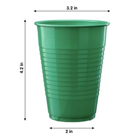 Exquisite Emerald Green Disposable Plastic Cups - 100 Pack 12 Oz Plastic Cups - Colored Disposable Cups - Durable Party Cups - Plastic Disposable Drinking Cups - Bpa Free Plastic Cups For Party