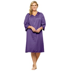 Exquisite Form womens Exquisite Form Women's Button Front Knee Length 10107 Bathrobe, Purple Potion, Medium US