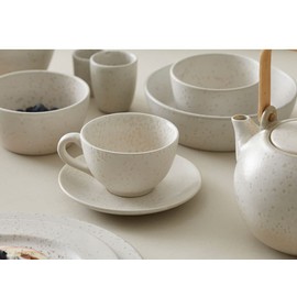 BITZ Stoneware Coffee Cup with Saucer 24cl Height 6cm Black/Green
