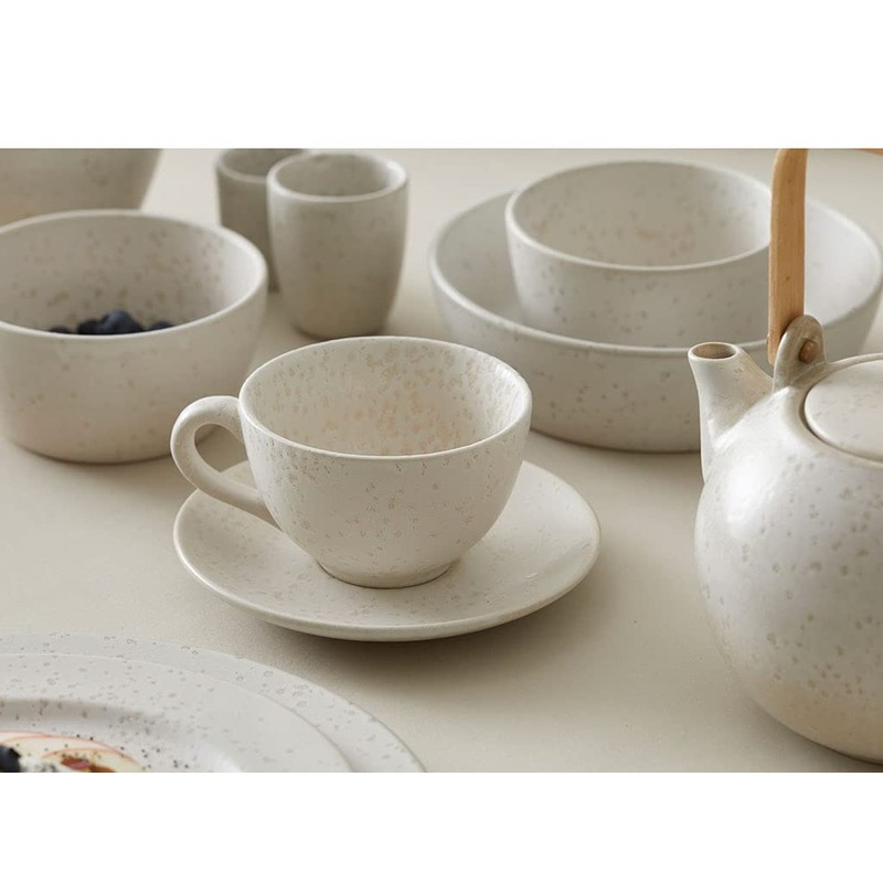 BITZ Stoneware Coffee Cup with Saucer 24cl Height 6cm Black/Green