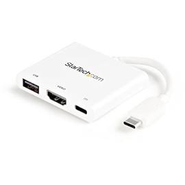 StarTech.com USB-C to HDMI Adapter - White - 4K 30Hz - Thunderbolt 3 Compatible - with Power Delivery (USB PD) - USB C Dongle (CDP2HDUACPW)