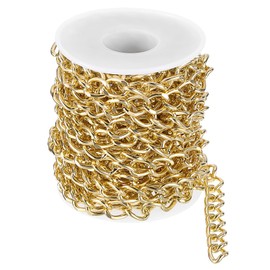 sourcing map 16.4Feet Aluminum Link Chain, Link Cable Chain Oval Plated Chain Bulk Craft Making Chain Roll for DIY, 11x8x1.85mm, Gold