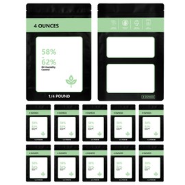 SHYCROWN 10 Pack Reusable Green Plastic Terp Bags, 4oz (1/4 LB), Resealable & Heat Sealable, Zipper Closure, 58%-62% RH, 2-Way Humidity Control, Ideal for Curing & Storage
