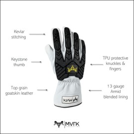 MVRK Industries Industrial Goatskin Leather Long Cuff Puncture and Heat Resistant Knuckle Work Glove (Extra Extra Large)