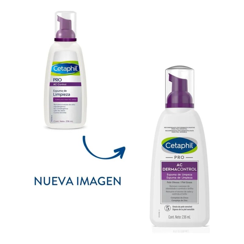 Espuma De Limpieza Cetaphil Pro Ac Dermacontrol De 236ml