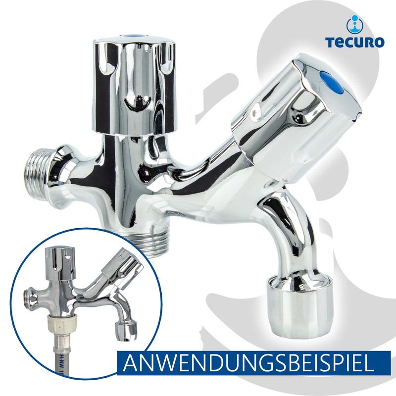 tecuro 22260 Combination Outlet Valve with Additional Device Connection Chrome-Plated