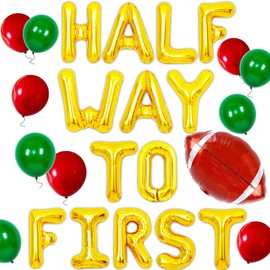 JeVenis Football Half Birthday Party Decoration Football It's My 1/2 Birthday Banner Football Balloons for Baby Boy Football Half Birthday Party Supplies