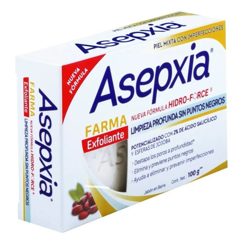 Asepxia Jabn Hidro-Force Farma Exfoliante. Barra con 100g.
