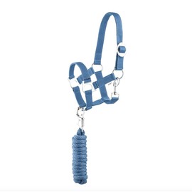 Halter Lead Rope Set with Snap Hook Adjustable Horse Halter Horse Wooden Horse Tie Rope (Panic Hook Blue, Shetty)