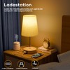 Suright Nachttischlampe Touch Dimmbar, Tischlampe mit USB A+C Ladeanschlüssen, Leinen-Lampenschirm,
