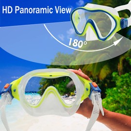 HH HHAO SPORT Kids Mask Snorkel Set Snorkeling Packages, with Diving Mask, Dry Snorkel, Mesh Bag, Anti-Fog Anti-Leak Snorkeling Gear for Kids for Snorkeling Swimming Diving