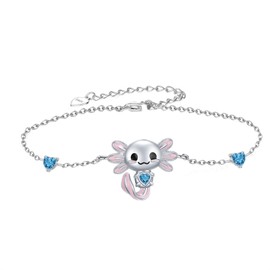 Axolotl Bracelet 925 Sterling Silver Cute Animal Bracelet Axolotl Jewelry Gift for Women (March birthstone)