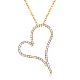 Open Heart Necklace, Dainty Gold Plated Pendant Gift for Her