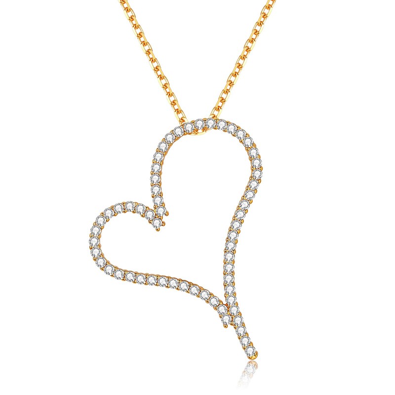 Open Heart Necklace, Dainty Gold Plated Pendant Gift for Her