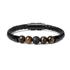 Minicremation Cremation Jewelry Lava Stone Urn Bracelet for Ashes for Women Men Chakra Healing Balancing Genuine Leather Memorial Bracelets