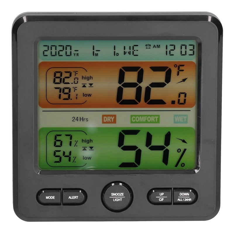 Indoor Temperature Humidity Gauge Clock Large Screen Electronic Digital Display