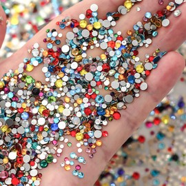 1440Pcs Colorful Nail Charms 3D Rounded Nail Gems Crystal Mixedcolor Flat Design Sparkly Nail Rhinestone Mini Cute Nail Charms and Gems Shiny Nail Art Charms DIY Acrylic Nail Craft Accessories