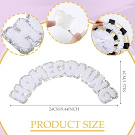 Fanfanwin Homecoming Mum Supplies 9.44'' Chenille Embroidered Adhesive Letter Patch Mum Backer DIY Craft (Braid Not Included)(Silver)