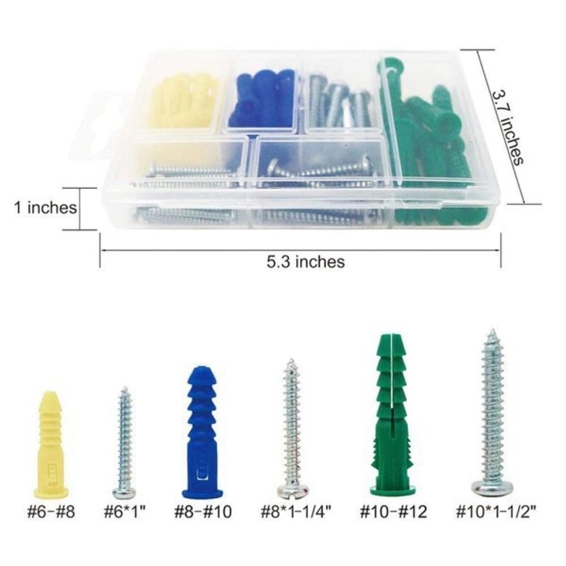 Itisyou 66pcs Board Anchor Screw Set 3 Different Sizes Anchor