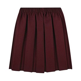 YAHOMI® UK School Uniform Skirt Girls Summer Formal Dress Bottom Full Elastic Box Pleat Skirt Size Age 5 to 18 Years (as8, Age, 15_Years, 16_Years, Regular, Burgundy, 15/16 Year)