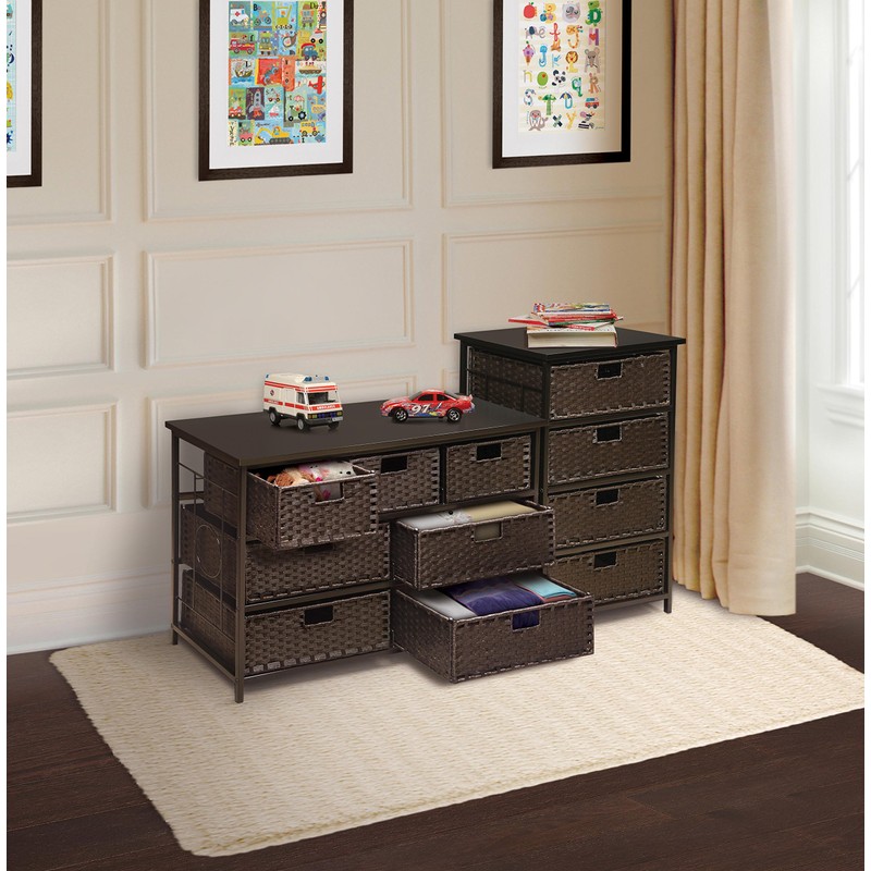 August Collection Tall Four Basket Drawer Storage Unit