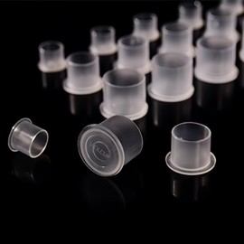 YiiSeeJo 1000Pcs Tattoo Ink Cups with Base, Clear Plastic Pigment Tattoo Caps Container