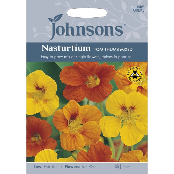 Johnsons 15147 Flower Seeds, Nasturtium Tom Thumb Mixed