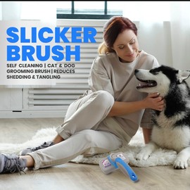 Performore Pet Grooming Brush, Self Cleaning Slicker Brush with Stainless Steel Wire Bristles for Dogs and Cats, Shedding Grooming Tools for Fur Pets Hair Brush