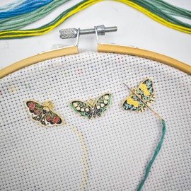 Butterfly Needle Minder Magnetic Needle Keeper for Cross Stitch Embroidery Sewing Needle and Pin Holders Needlepoint Accessories (Flower Butterfly)