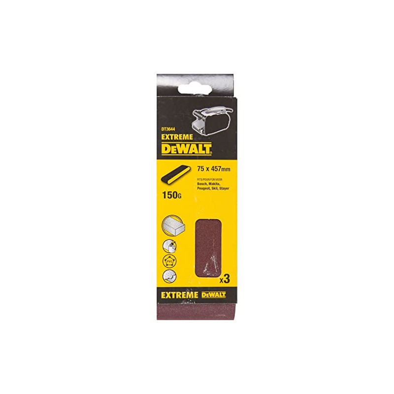 Dewalt Sanding Belts, 75 x 457mm, Grit Size 150, Pack