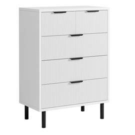 GarveeHome Wave Fluted 5 Drawer Dresser for Bedroom, Tall Dressers Chest of Drawers, Wide Wood Storage Dresser Organizer with Deep Space for Nursery Bedroom Living Room Hallway Closet, White