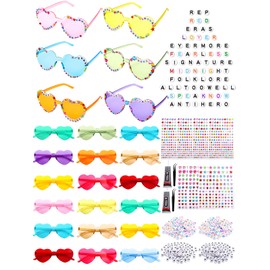 Sel Natural 24 Pairs DIY Heart Sunglasses in My Era Friendship Glasses Popular Singer Party Favors for 1989 Girls Women (Heart)