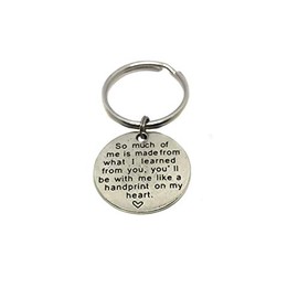 Antique Silver So Much of Me is Made from What I Learned from You, You'll Be with Me Like A Handprint On My Heart Charm Keychain, Bag Charm Appreciation Gift