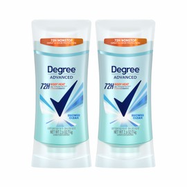 Degree Antiperspirant Deodorant Shower Clean Twin Pack 72-Hour Sweat & Odor Protection Antiperspirant for Women with Body Heat Activated Technology 2.6 oz