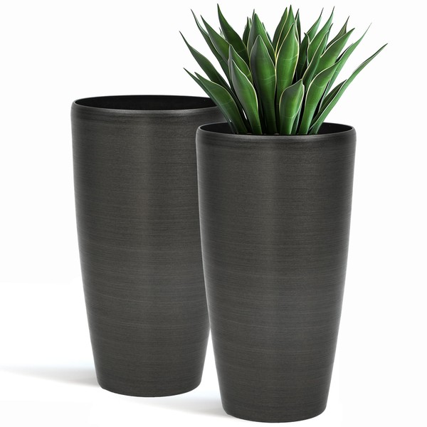 Autodaya 22.8" Resin Planters for Outdoor Plants, Set of 2