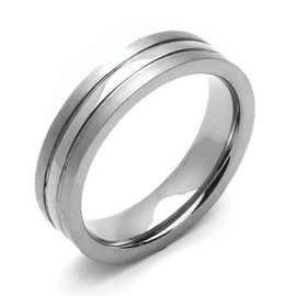 DoubleAccent 5MM Comfort Fit Titanium Wedding Band High Polished Center Grooved Ring (Size 7 to 14) Size 14