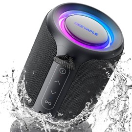 Bluetooth Speaker Wireless,IP67 Waterproof & Dustproof Portable Speaker with Lights,15W Loud Stereo Sound, 2500mAh Battery All Day Playtime, TWS Pairing, BT5.3, Home/Party/Outdoor/Beach (Black)