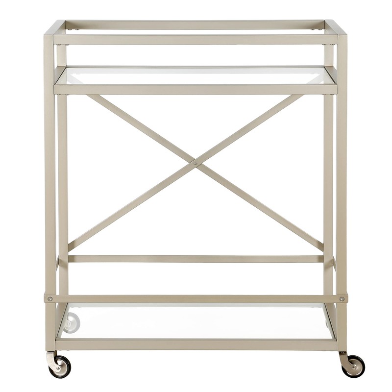 Wilson 30'' Wide Rectangular Bar Cart in Satin Nickel